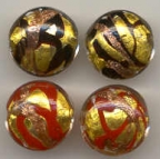 Aventurina, Gold, 22mm Discs, with Black or Red Swirls